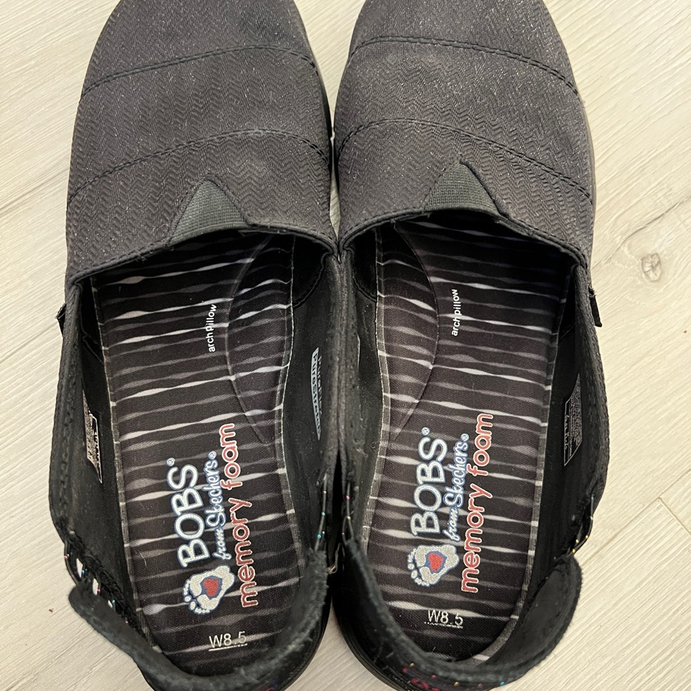 BOBS Skechers Black Flats Slip-On Loafers